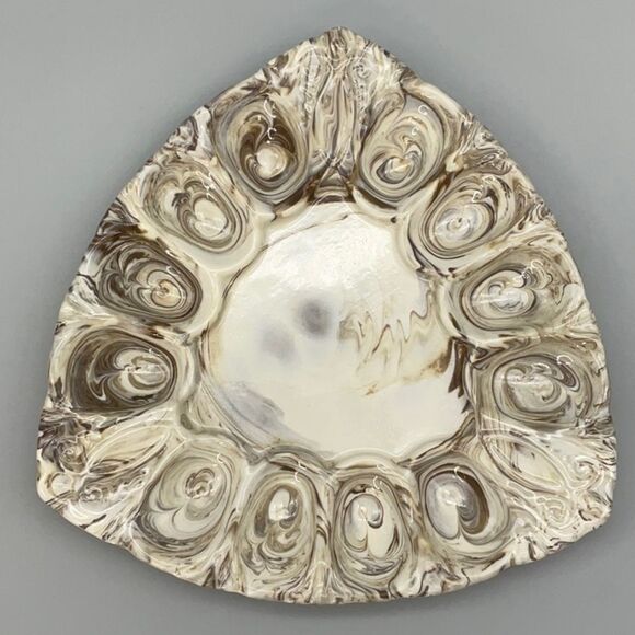 Vintage Nerikomi Technique Deviled Egg Serving Tray Plate Ceramic 1980s Handmade - Picture 2 of 7